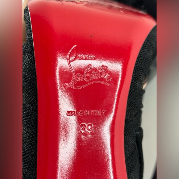 Christian Louboutin Libellibooty 100 Black Mesh Tulle Ankle Boot Pumps - Picture 12 of 12